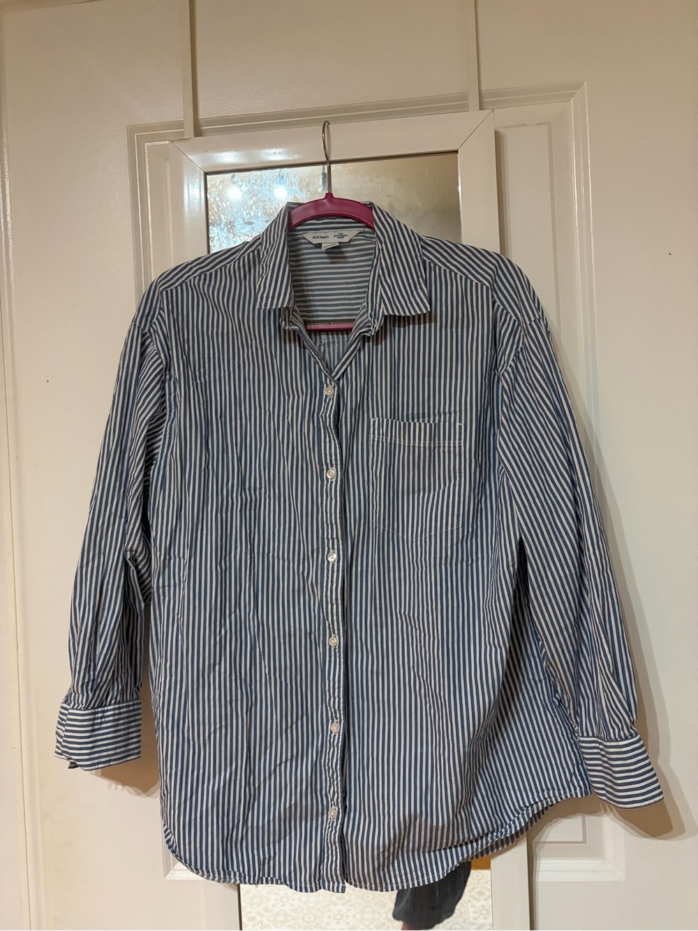 Old Navy women’s Blue and White Stripe Button-Up Shirt